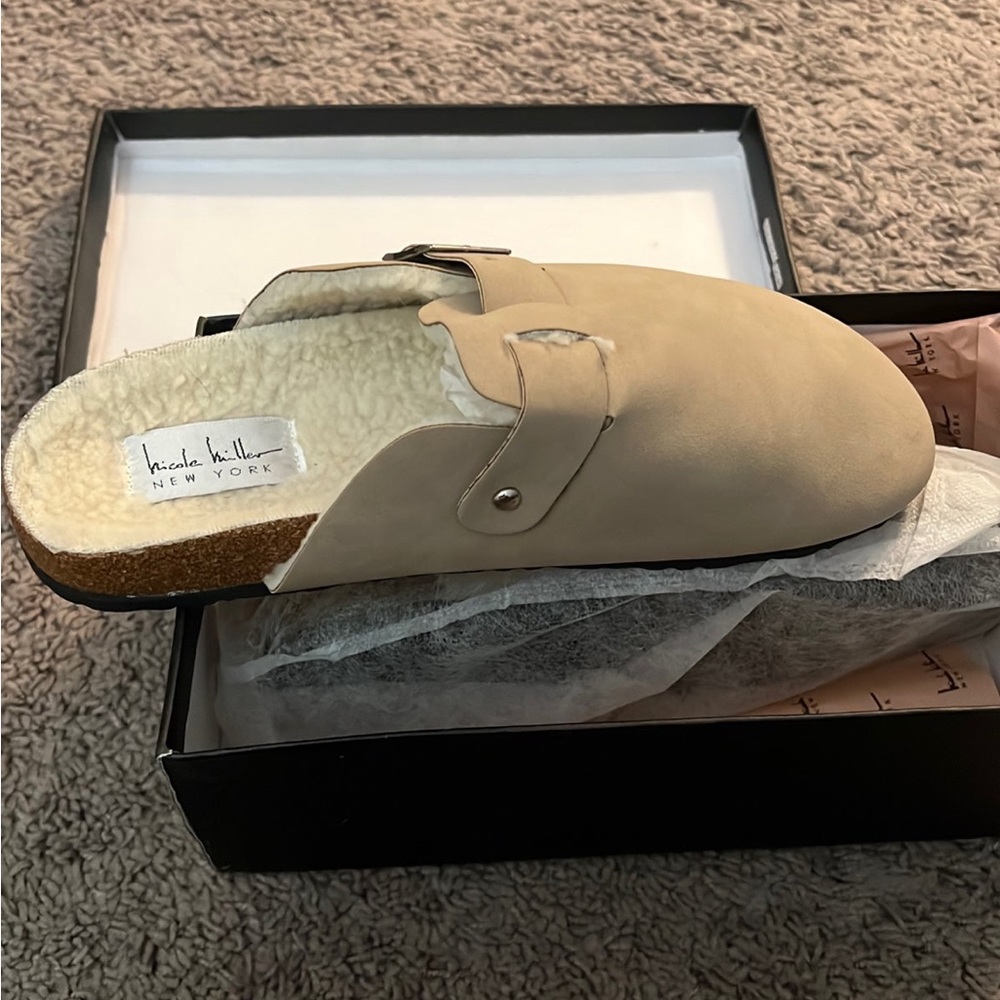 SOLD! Taupe Fur Clogs